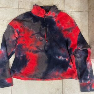 Tie-Dye Red and Black Women's Sweater
